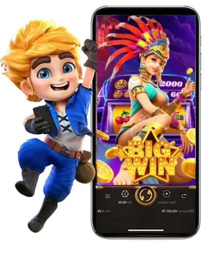 A mobile game featuring a cheerful cartoon character celebrating a significant victory